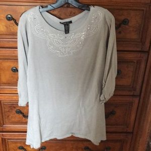 Embellished grey sweater blouse